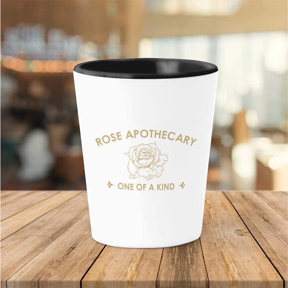 TV Sitcom Shot Glass 1.5 Oz White - Rose Apothecary One Of A Kind, Canada Funny - Picture 1 of 7